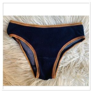 Stoned Immaculate Nikki Terry Bikini Swimsuit Bottoms In Navy Rainbow Trim Small
